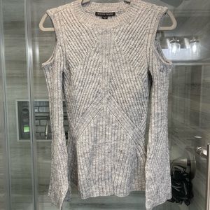 Gray Cold Shoulder Sweater